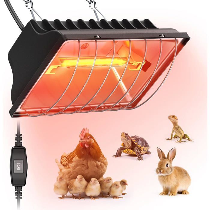 Lampe Chauffante Thermostatique 175W - Pour Poussins Canetons Cailles Naissantes Chiots et Bétail
