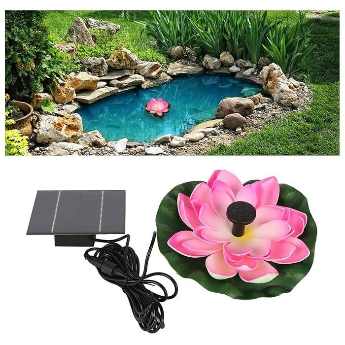 Pompe Eau Solaire Lotus 1 5W Fontaine Flottante Bain d’Oiseaux Décoration Jardin Étang Aquarium Patio Terrasse