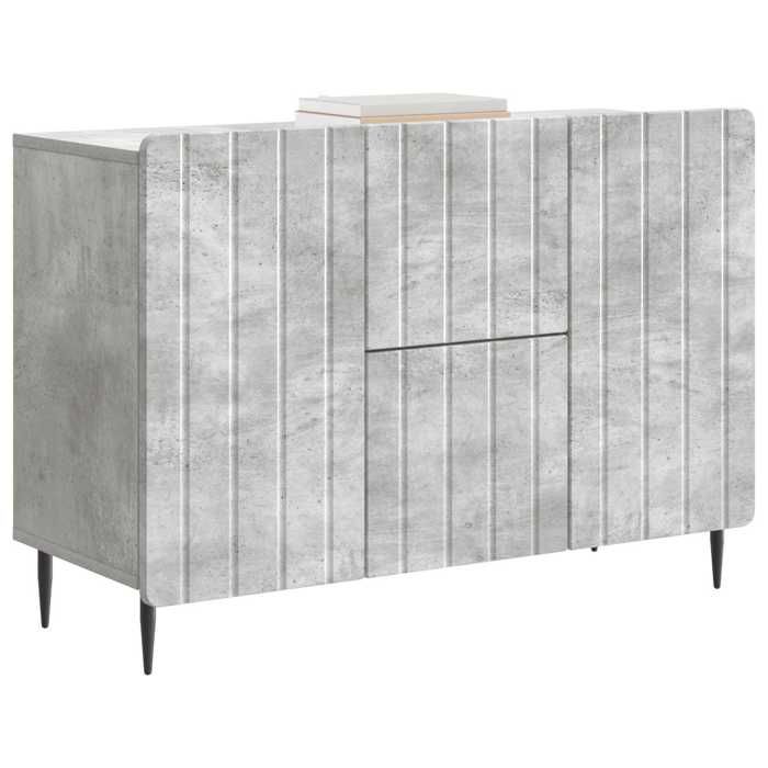 Buffet bas séjour{1 pièce}meuble de rangementdesign épuré Gris béton 89 x 345 x 62 cm Bois dingénierie pcp87l27