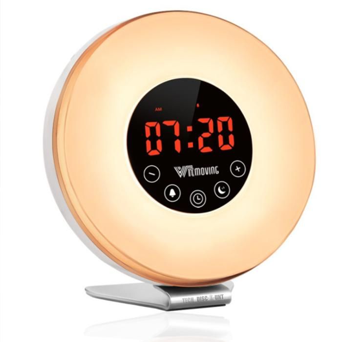 Réveil lumière lampe de réveil radio fm - Aueq - veilleuse réveil lumineux lampe de chevet sunrise sunset simulation snooze rgb b