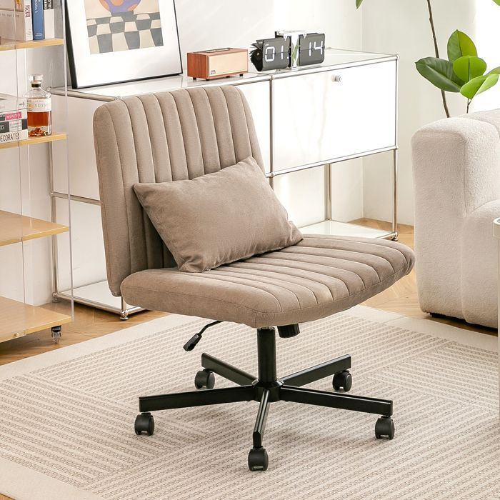 Chaise de bureau moderne 21.5x25.2x33 cm kaki Tissu fauteuil bureau confort ergonomique pratique pour salon chambre bureau