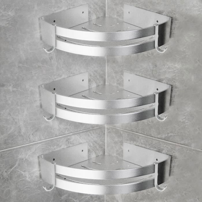 Homeins Lot de 3 Étagères de Douche en Aluminium Installation sans Perçage Étagères dAngle pour Salle de Bains Cuisine Femeo