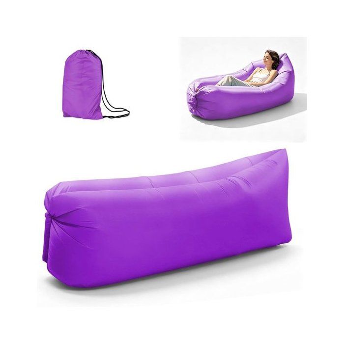 Fauteuil gonflable canapé relax avec sac de transport matelas gonflable lit gonflable bouée pour piscine (violet)