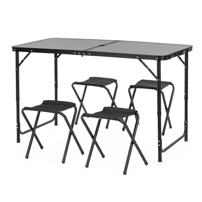 Ensemble camping pliant - SPRINGOS - Valisette pliable - 4 chaises - Réglable 3 positions - Prémonté