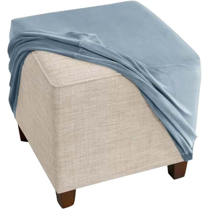 Housse de Pouf Carré Extensible 40x40cm Housse Ottomane en Velours Doux Fond Élastique