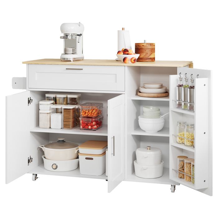 FurnitureR Desserte de cuisine à roulettes 120 x 70 x 90 cm avec plan rabattable Blanc FurnitureR Desserte de cuisine à roulettes 120 x 70 x 90 cm avec plan rabattable Blanc