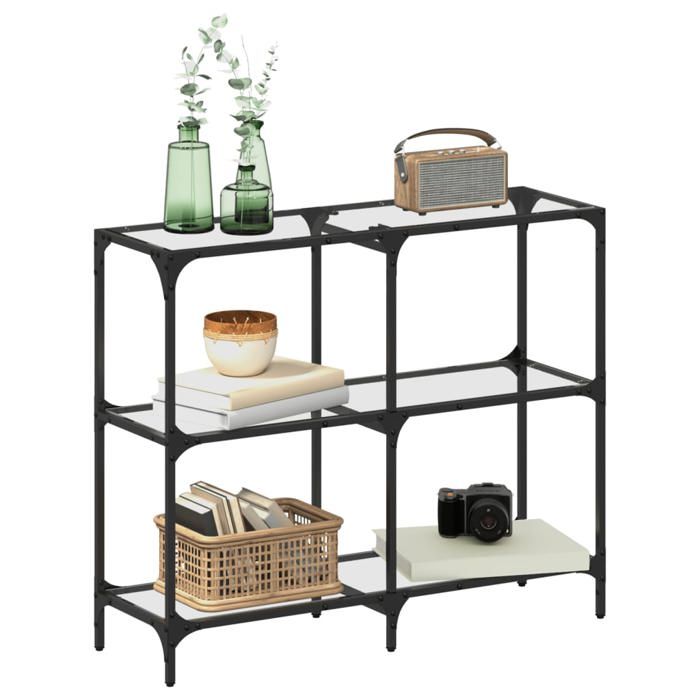 Table console avec dessus en verre transparent - vidaXL - 98x30x81 cm - acier - Facile à nettoyer - Dessus robuste 749449