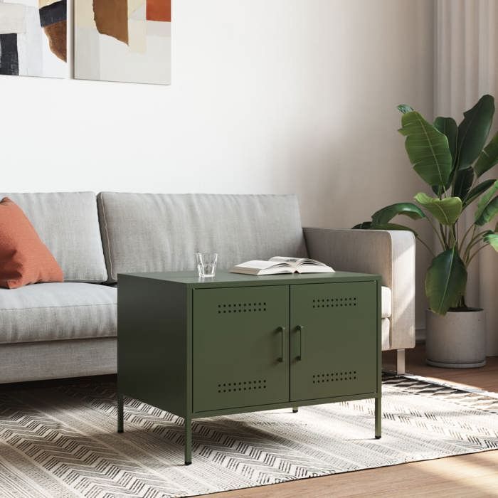 Elégance Table - HUABLBO - Table basse de salon - vert olive 68x50x50 5 cm acier &23225