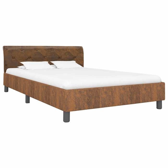 Brun Cadre de lit Marron Similicuir daim 140x200 cm - Structure de lit LV83302