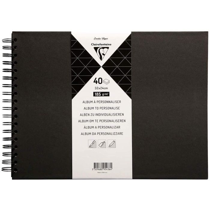 Album à personnaliser - New - 27 x 20 cm - Couverture rigide - 40 feuilles - Noir