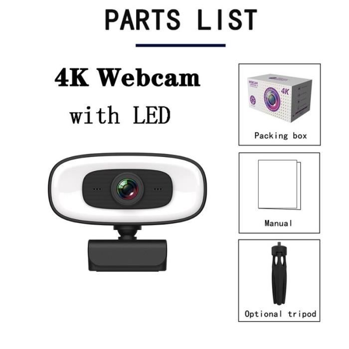 Webcam 4K 60FPS SIIIX – Caméra USB HD Avec Micro Anti-Bruit, HDR, Cache Intimité – Idéale Zoom, Skype, Streaming