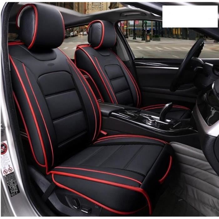 Housses de Sièges Avant Grand Confort En Cuir Noir Rouge VW Passat Golf Polo Tiguan