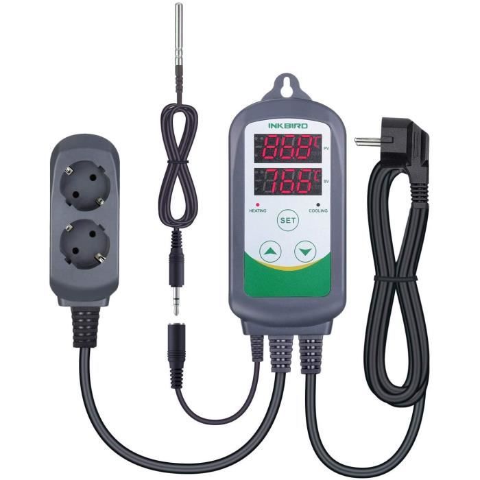 Prise Thermostatique Programmable 230V - Avec Sonde - Pour Chauffage Ou Refroidissement - Plage -40°C à 120°C - Pour Serre, Aquarium, Terrarium