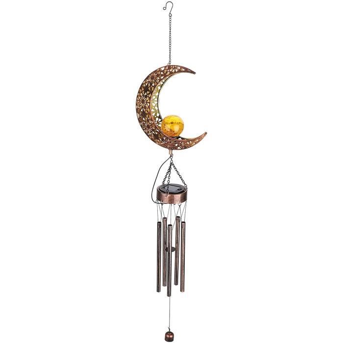 ZVO Carillon A Vent Exterieur Solaire Avec Lune - Lampe De Jardin Lumineuse Suspendue