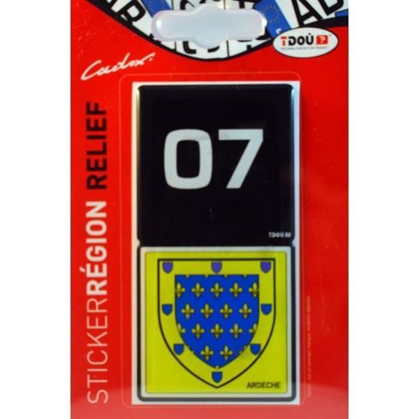 Autocollants Plaque Immatriculation Département 07 Ardèche - Lot De 2 - Logo Auvergne-Rhône-Alpes