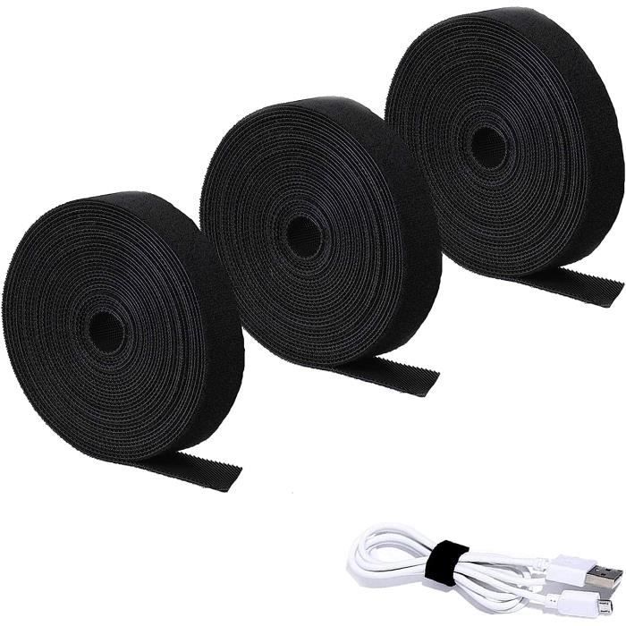 HAXIHA 7 Rouleau Attaches De Câble,Sangles De Câble,Bande Auto-Agrippante,Sangle Réutilisable Câble Pour La Maison Et Au Bureau Gestion Des Câbles Et Ranger 20mmx3m