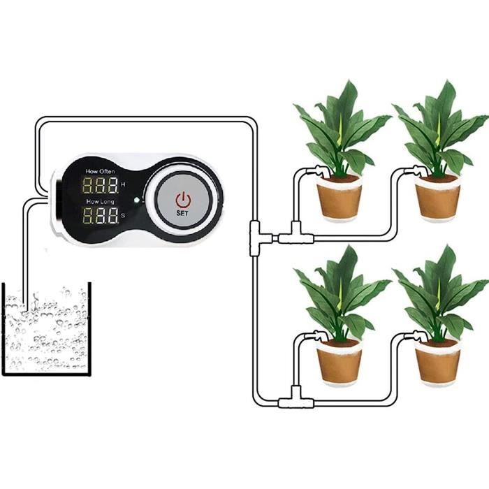 Kit Arrosage Automatique Intérieur USB-C - Minuterie Programmable + Tuyau 10m - Pour Plantes En Pot