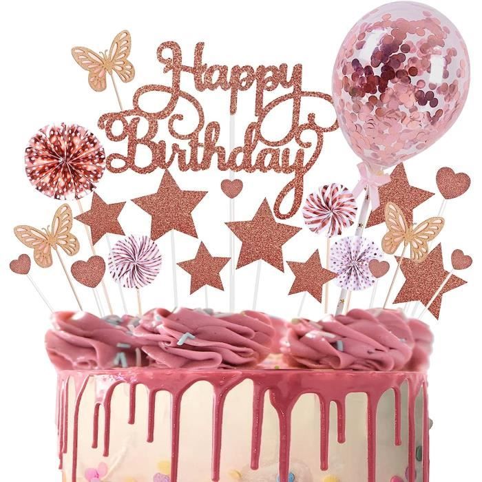 Cake topper joyeux anniversaire or - Planète Gateau