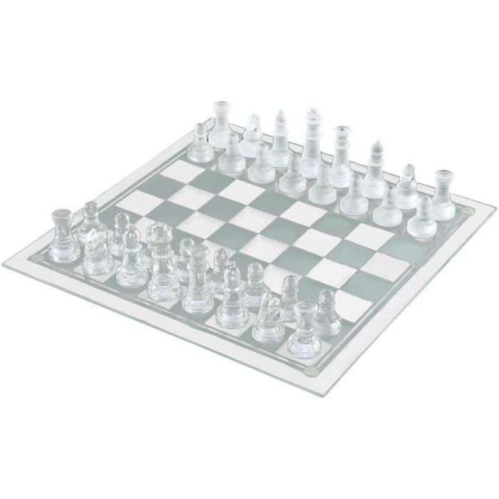 Jeu D’échecs En Cristal Dépoli – 20x20 Cm, 32 Pièces – Échiquier En Verre, Pièces En Cristal – Jeu De Stratégie, Décoration élégante