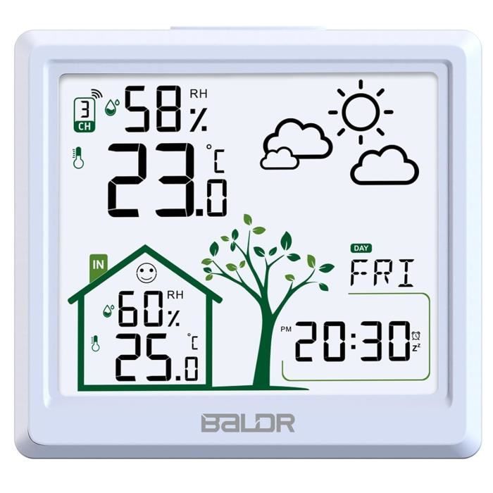Station Météo Intérieur Extérieur Sans Fil - Écran LCD Rétroéclairé - Prévisions 12/24h