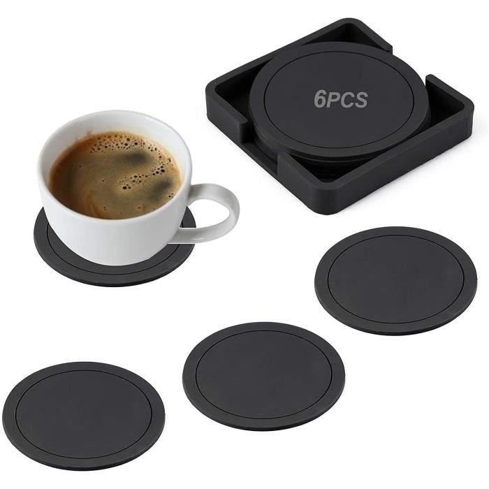 12 Dessous De Verre En Silicone Noir - Antidérapants, Lavables, Protègent Les Tables