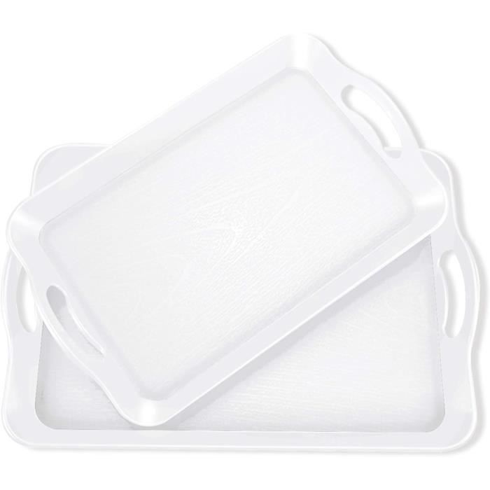 Plateau De Service Rectangulaire En Acrylique Avec Poignées