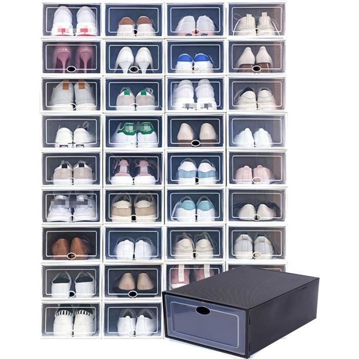Boîtes à Chaussures D'Organisation Litinliv - Lot 12, Couvercle Transparent, Gris