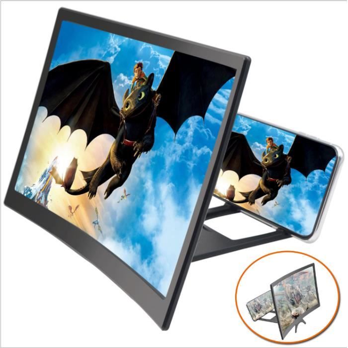 Film Avec Telephone Portable Sur La Table L6 12 pouces écran incurvé loupe pour téléphone portable HD écran