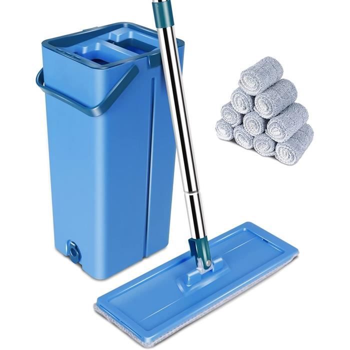 BOOMJOY Balai à Essorer Automatique Pour Le Nettoyage Du Sol, Balai Torsadé à Long Manche Avec 2 Têtes Lavables En Microfibre Pour Cuisine, Bois, Vinyle, Carrelage, Stratifié, Maison Et Bureau