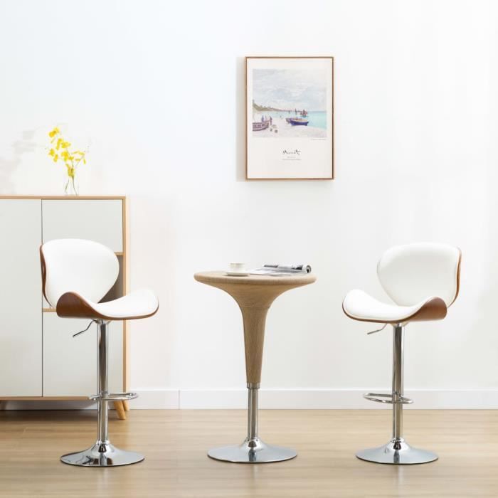 chaise de bar contemporaine - tabourets de bar fauteuil de bar - blanc similicuir - réglable en hauteur