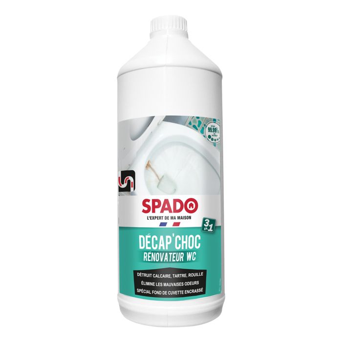 SPADO -Décap'choc rénovateur WC -Nettoyant & Décapant -Désinfecte & désodorise -Compatible Fosse Sep