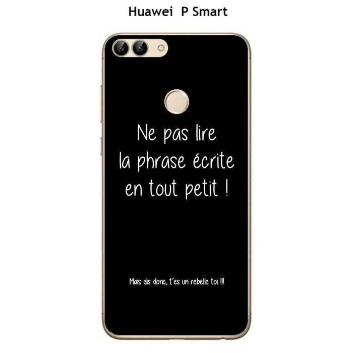 Coque Huawei P Smart Design Citation Rebelle Texte Blanc Fond Noir Cdiscount Telephonie