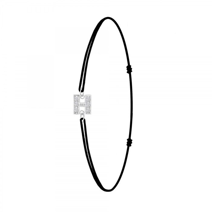Bracelet - So Charm - Lettre H - Élastique noir - Cristaux SWAROVSKI - Ajustable Bracelet - So Charm - Lettre H - Élastique noir - Cristaux SWAROVSKI - Ajustable