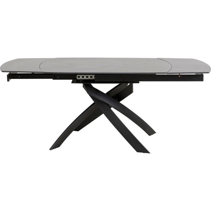 table à rallonges - kare design - twist 180x90cm - noir - acier - céramique