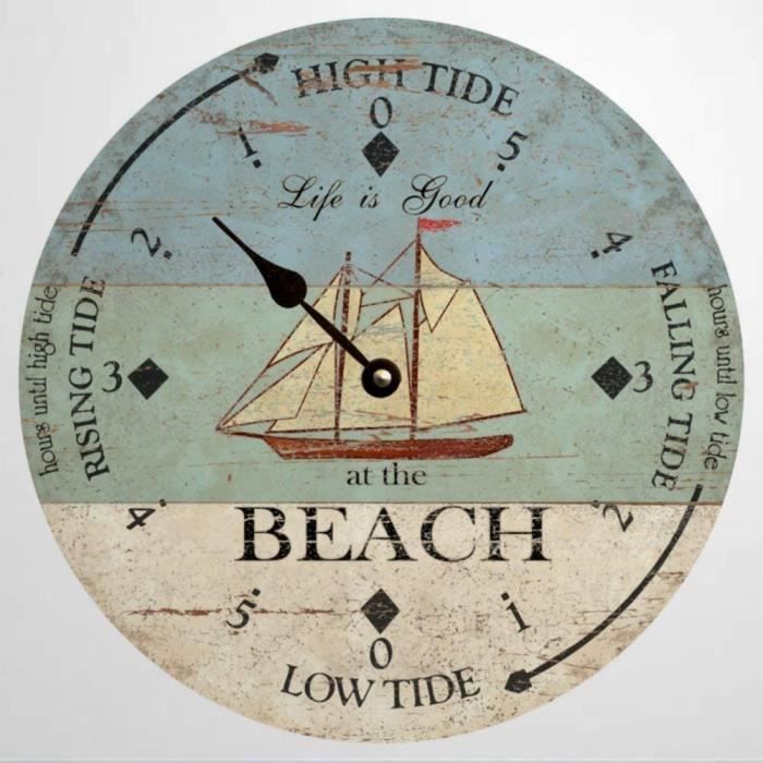 Horloge De Marée Nautique En Laiton - 98 Mm De Diamètre, Mouvement Silencieux, Pour Bateau Ou Décoration