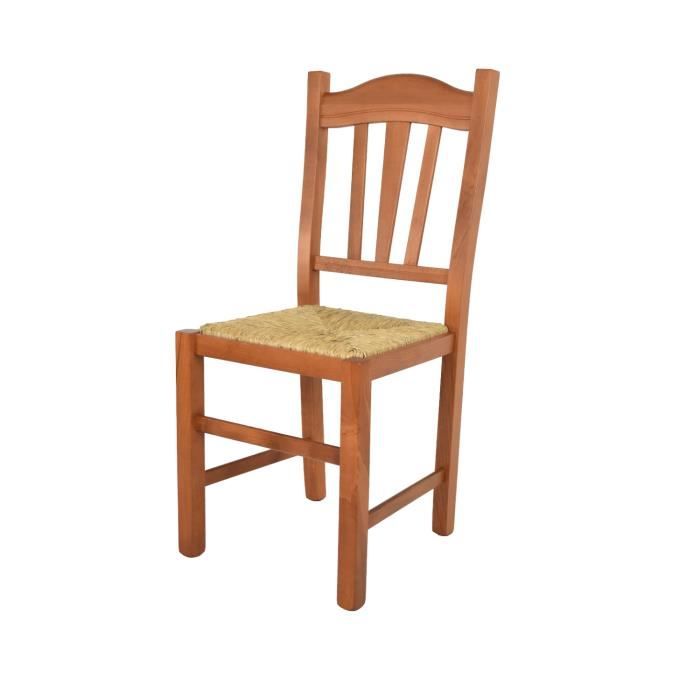 Tommychairs - Chaise cuisine SILVANA robuste structure en bois de hêtre peindré en couleur cerisier et assise en paille