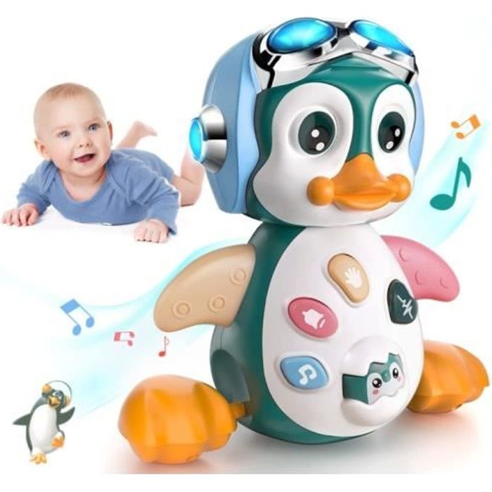 Jouet Musical Enfant 1 an, Jouets Rampants avec Musique et lumières,Jouet pour Bébé Pingouin 6-12 Mois, Jouet éducatif Jouet d’éveil