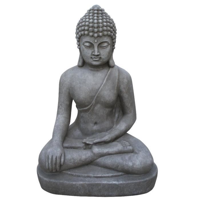 53 cm maison//jardin Statuette Bouddha assis priant hauteur - gris