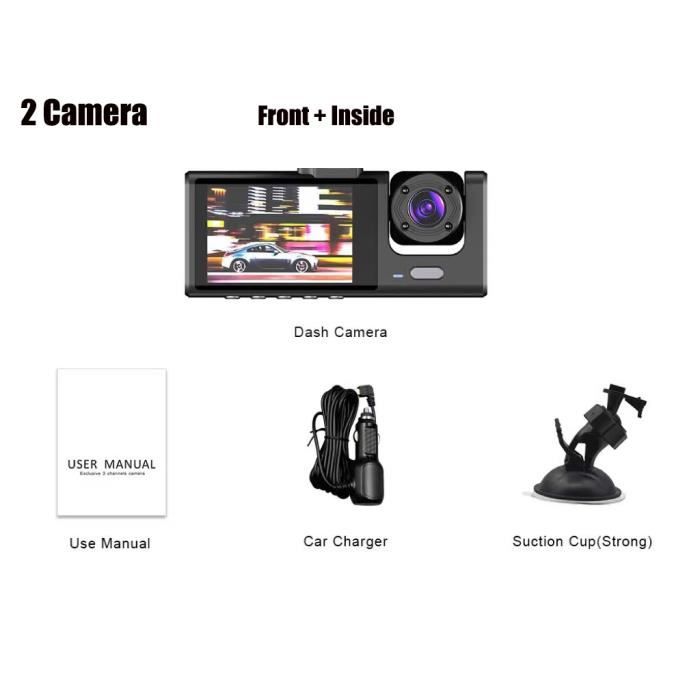 Caméra Embarquée Double Objectif 1080p HugeAuto - Écran 2.4" HD, Vision Nocturne, Grand Angle 170°, G-Sensor