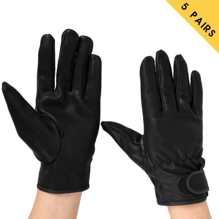 Taille M - Noir - gants de vélo en cuir pour hommes, 5 paires, noir, peau  de chèvre, mode Sport, moto, sécuri