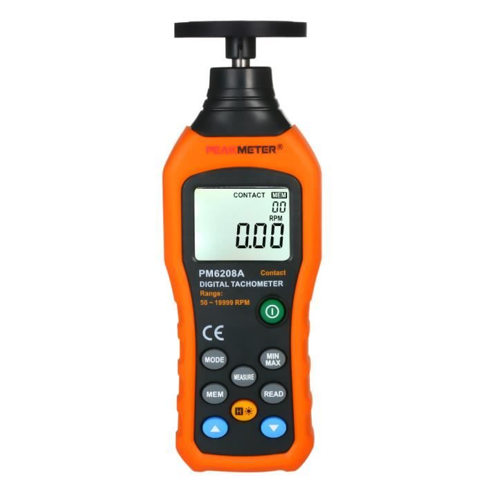 Tachymètre Numérique AR925 - Mesure 0.5 à 19999 RPM - Écran LCD - Pour Vitesse De Rotation Et Linéaire - 7