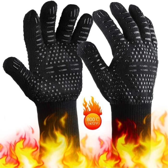 Gant anti-chaleur four avec flammes pour barbecue