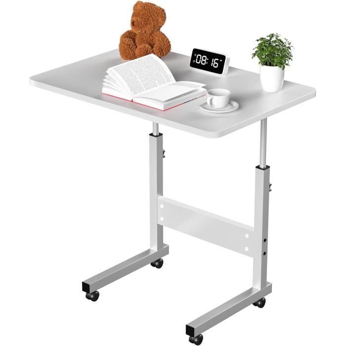 Table de lit à roulette - DHHOZAMZ - Blanc - 80x40cm - Hauteur réglable 69-90cm