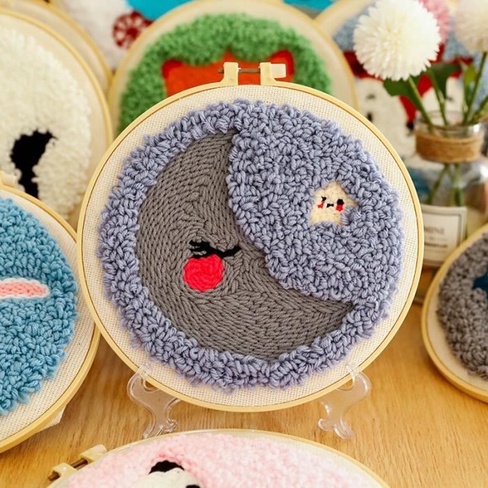 Kit Broderie 140 Pièces MÉGACRÉA | Poinçon Magique Aiguilles Cerceaux Fils Starter Kit