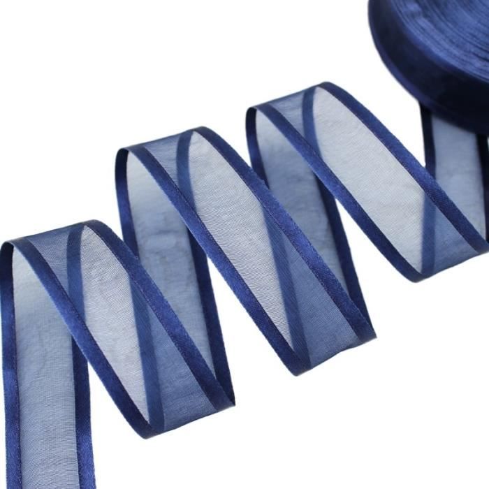 Lot De 10 Grands Nœuds Cadeau Organza 8 Pouces Bord Doré - Bleu Foncé - Pour Emballage Et Déco