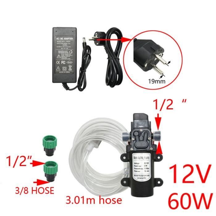 DEWIN Pompe à Diaphragme,12V 60W Pompe à Eau Haute Pression Micro Pompe à Eau à Diaphragme Pompe à eau à Membrane Auto-amorçante Commutateur Automatique 4L/Min