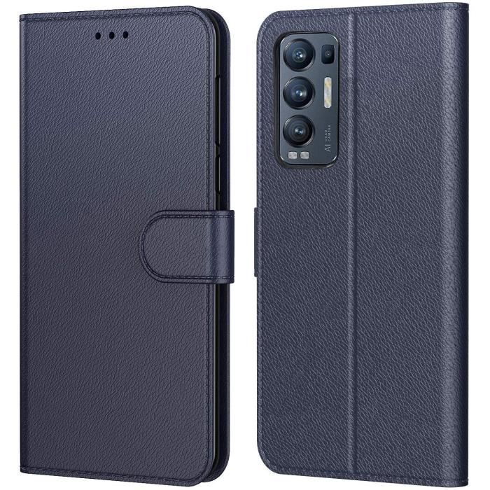 Coque OPPO FIND X3 Neo Bleu, AURSTORE Housse avec languette Etui