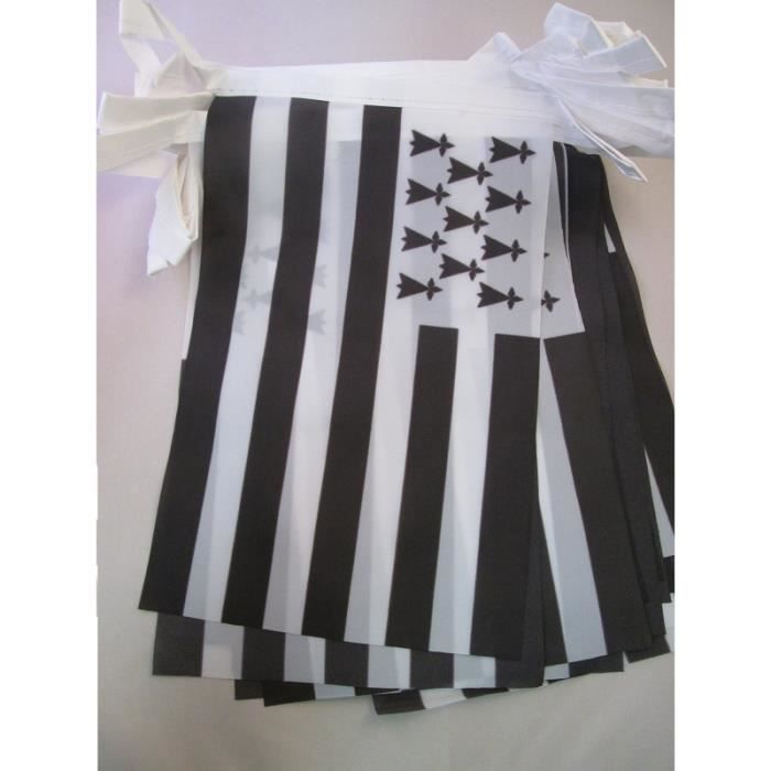 AZ FLAG Guirlande De 12m Avec 20 Drapeaux Bretons (30x45cm) - Gwenn Ha Du En Polyester Pour Intérieur
