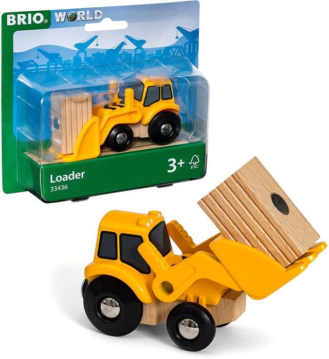 Tractopelle BRIO World - 33436 - Accessoire pour circuit de train en bois - Connexions aimantées - dès 3 ans