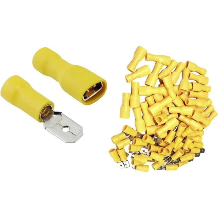 Kalitec RKSGM4 Lot De 100 Cosses à Anneau 0,5-1 Mm² I Partiellement Isolées M4 Rouge I Cuivre I Col En PVC I Pour Connecter Des Câbles Ou Des Torons I Cosse De